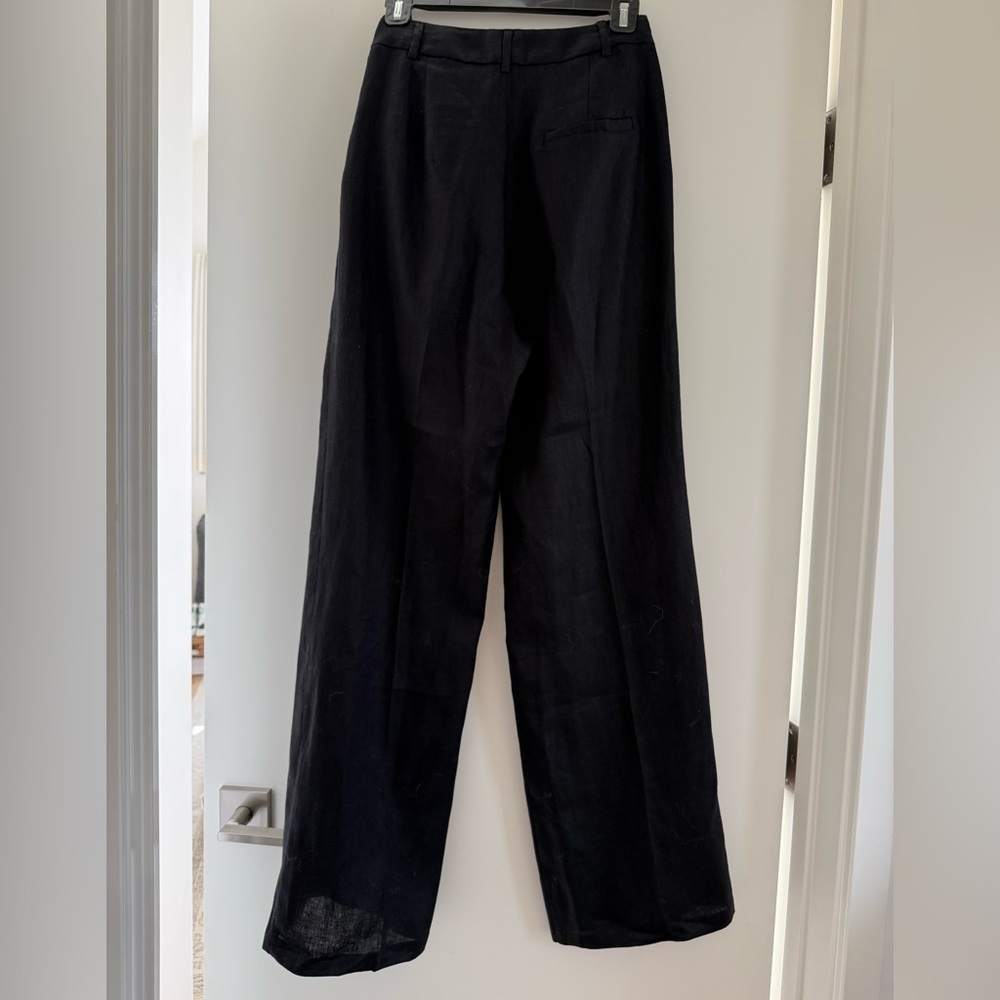 DISSH Norah Black Linen Wide Leg Pant with Pleats - Picture 6 of 6